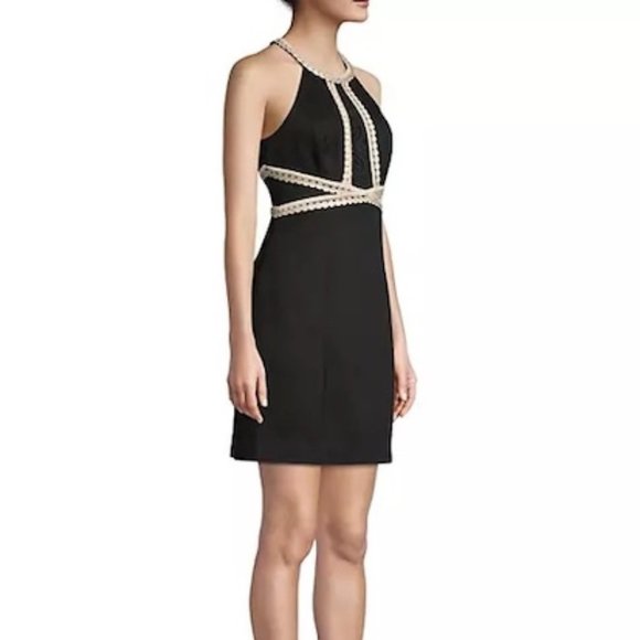Lilly Pulitzer NWOT Layne Stretch Shift Dress Black & Gold Size 00 - Picture 2 of 9
